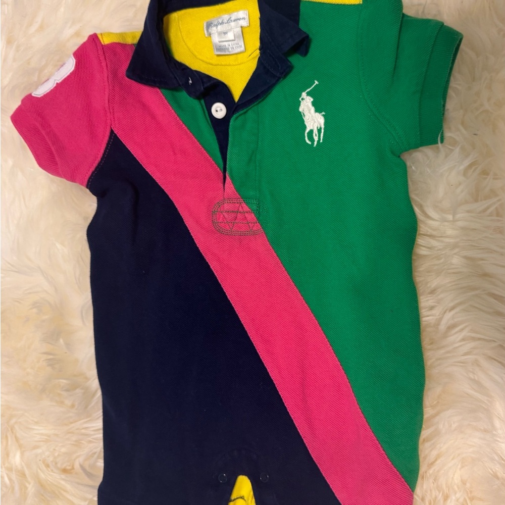 Colorblock Polo Romper